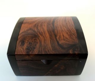 Vtg Coco Bolo & Ebony Exotic Wood Handmade Hinged Trinket/treasure Box - 2 7/8 "