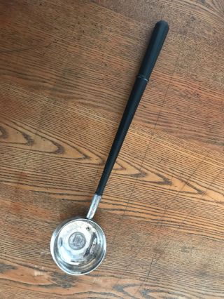 17.  5 " Sterling Wai Kee Hong Kong Kennedy Coin Silver Ladle W Long Wood Handle
