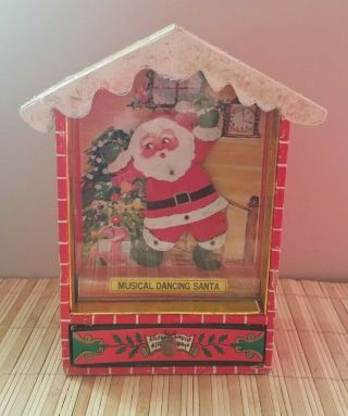 Vintage Christmas Wind - Up Dancing Santa Claus Music Box - Plays Jingle Bells