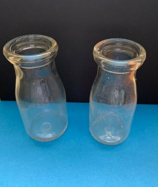2 Vintage Clear Glass Oine Half Pint Milk Bottles