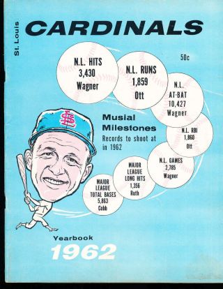 1962 St Louis Cardinals Baseball Yearbook Ex Bx12.  6