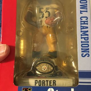 JOEY PORTER PITTSBURGH STEELERS BOWL XL BOBBLE HEAD WITH RING 3