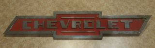 Vintage Chevrolet Chevy Bow - Tie Emblem Chrome & Red