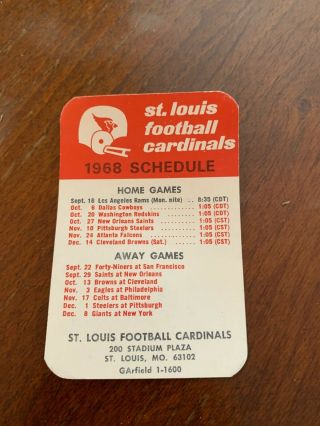 1968 St Louis Cardinals Football Schedule Helmet Logo