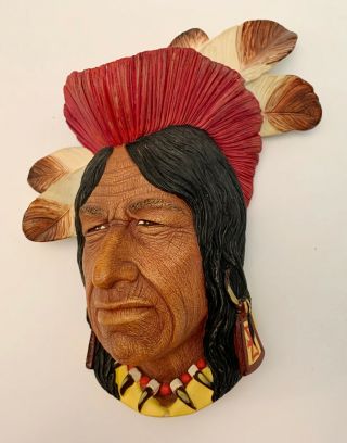 Vintage Bossons Congleton England Chalkware Head Wall Hanging Chief Tecumseh
