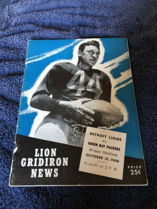 Vintage 10/31/1948 Detroit Lions Vs Green Bay Packers Program Briggs Stadium
