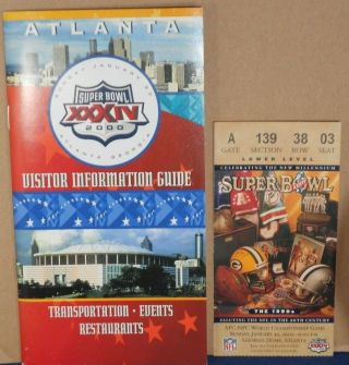 Authentic Bowl Xxxiv Ticket Stub - St Louis Rams Vs Tennessee Titans 2000