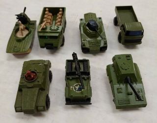 Vintage Matchbox Set Of 7 Military Army Trucks Vehicles.  See Ad.  (11a)