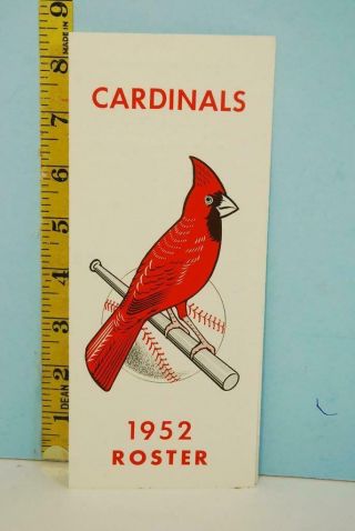 1952 St.  Louis Cardinals Spring Training Baseball Roster Guide Rs103