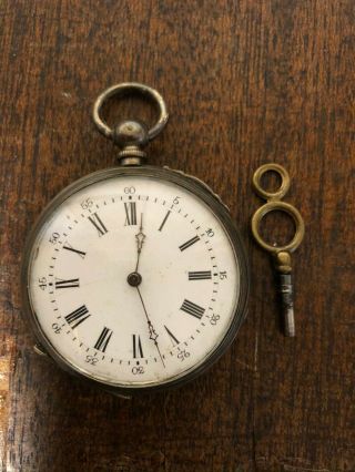 Antique Silver French Pocket Watch 8 Rubis