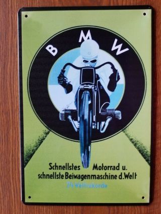Bmw Motorcycle Sign - All Metal,  Schnellstes Motorrad U - All German Sign