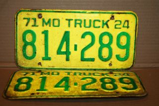 Vintage Missouri 1971 Truck License Plates 814 - 289