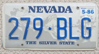 Nevada 1986 License Plate 279 - Blg