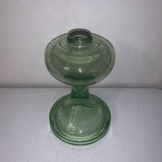 Vintage Antique Green Uranium Vaseline Glass Oil Lamp Make Offer 2