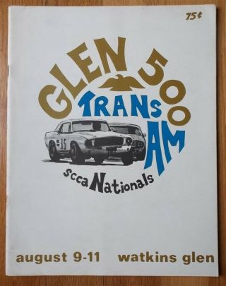 Watkins Glen Trans Am,  Scca Race Program 1968 Sports Car Racing Shelby Mustang