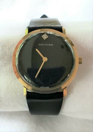 Vintage Waltham Swiss Made Ladies Wrist Watch - Black Dial - Wind Up