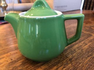 Vintage Hall Pottery Small Single Teapot Ivory & A Green W/ivory Inside Creamer