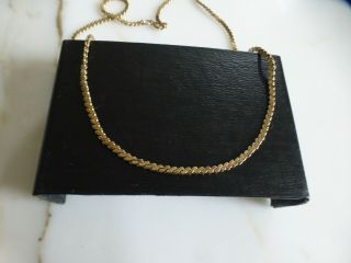 Vintage 1/20 12k Yellow Gold Herringbone Chain Necklace - 16 "
