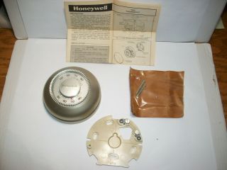 Honeywell Round Thermostat T87f Gold Tone With Hardware Dated 1973 Vintage