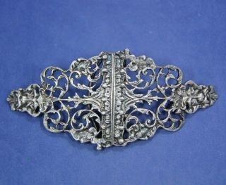 Antique Sterling Silver Belt Buckle With Faces,  London Hallmarked William Comyns