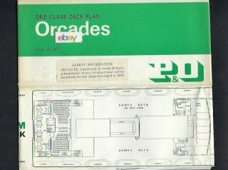 P & O Orient Lines Deck Plans & Brochure S.  S.  Orcades One Class 7/1967
