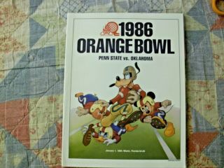 1986 Orange Bowl Program Oklahoma Penn State Football Sooners 1985 Champions