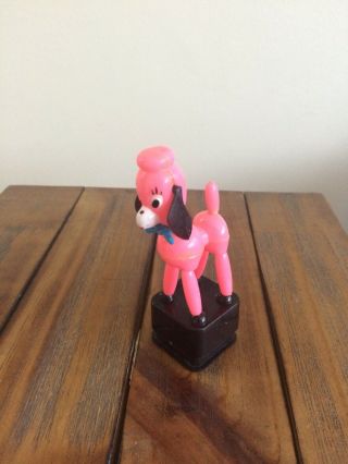 Vtg British Tm Push Puppet 4 " Pink Poodle Plastic Collapsible Toys Hong Kong