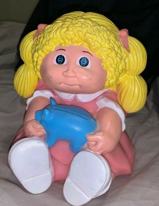 Vintage 1983 Cabbage Patch Kids Bank Girl With A Piggy Bank Stopper