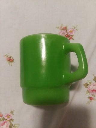 Vintage Anchor Hocking Fire King Oven Proof Lime Green Coffee Mug Cup Stackable