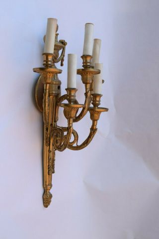 French Style / Electrified / Plated Brass / Wall Sconce / 5 Lights