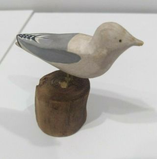 Vintage Wooden Hand Carved & Painted Seagull Bird Figure Decor - E.  S.  Poor Bread