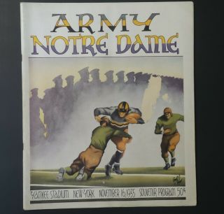 1935 Notre Dame Fighting Irish Vs Army Official Football Game Program Vintage