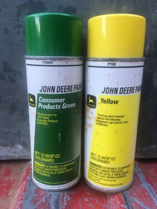 Vintage John Deere Pt100 Ty6497 Green Yellow Spray Paint Cans Touch Up