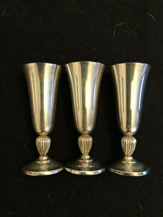 Reed And Barton Sterling Silver Set Of 3 Footed Cordial Cups