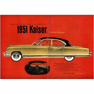 1951 Kaiser: In Time For Christmas,  Golden Dragon Vintage Print Ad