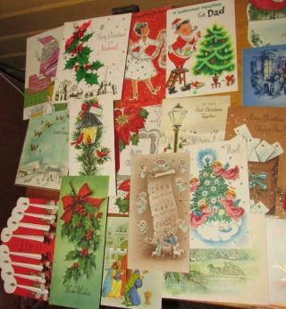 34 Vintage Mid Century Christmas Greeting Cards Craft Scrapbook Pop Up