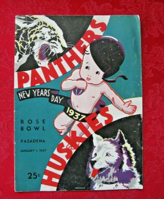 Vintage Years Day Rose Bowl Program Panthers Vs Huskies January 1,  1937