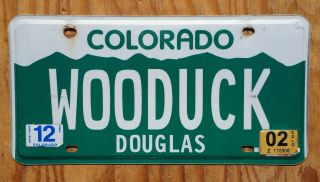 2002 Colorado Green Mountain Vanity License Plate - Wooduck