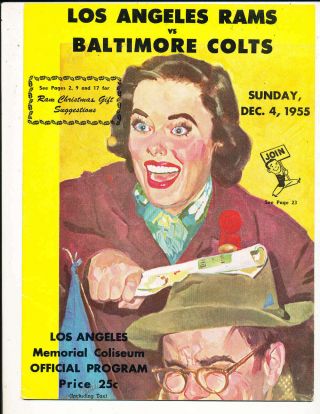12/4 1955 Batimore Colts Vs Los Angeles Rams Football Program Bxram