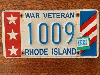 Rhode Island War Veteran License Plate,  Military,  Us Flag,  Army. ,  Marines,  Navy