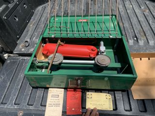 Vintage Coleman Model 413e Camp Stove Red Tank Never Fired Up
