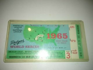 1965 La Dodgers World Series Ticket Game 3 (green Version)