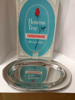 Vintage Farberware Stainless Steel Hostess Tray 776.  20in X 12.  5in