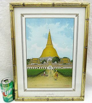 Thai Buddhist Temple Stupa Pagoda Pra Pathom Chedi Thailand Poster Vintage