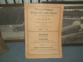 Vintage Auto Racing Program - Big Cars - 1936 Pottsville Pa