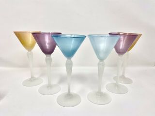Set Of 6 Fredrick Carder Steuben Alabaster Opaline Cocktail Cordial Glasses