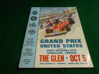 1975 United States Grand Prix The Glen Program 3 Drivers Signed Formula 1 Racing