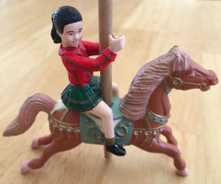 Vintage 1950 - 60’s Cake Topper Plastic Carousel Horse & Girl Rider