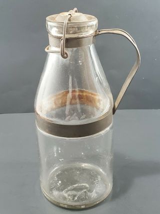 Antique 1898 A.  G.  S & Co (a.  G.  Smalley) Antique Tin Top Quart Milk Glass Bottle