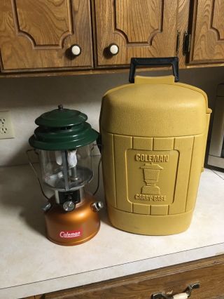 Vintage Coleman Lantern Yellow Clam Shell Carrying Case 9/82.  With Lantern.